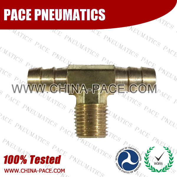 Male Branch Tee Hose Barb Fittings, Brass Hose Fittings, Brass Hose Splicer, Brass Hose Barb Pipe Threaded Fittings, Pneumatic Fittings, Brass Air Fittings